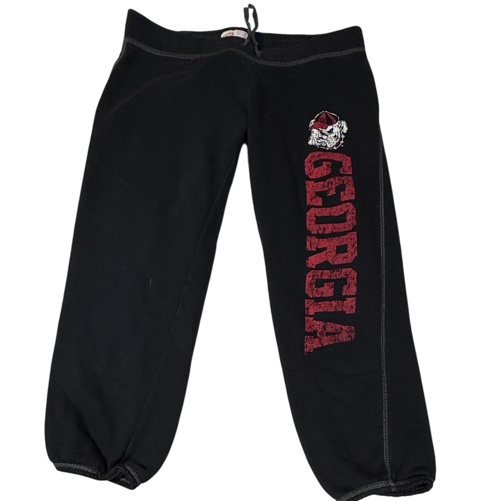 Soffe Georgia Bulldogs Fleece Sweatpants Medium Black Distressed Graphic Joggers